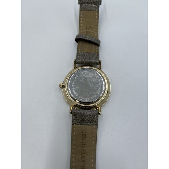 Speidel Express Men Gold Tone White Dial Leather Analog Quartz Watch - Picture 3 of 3